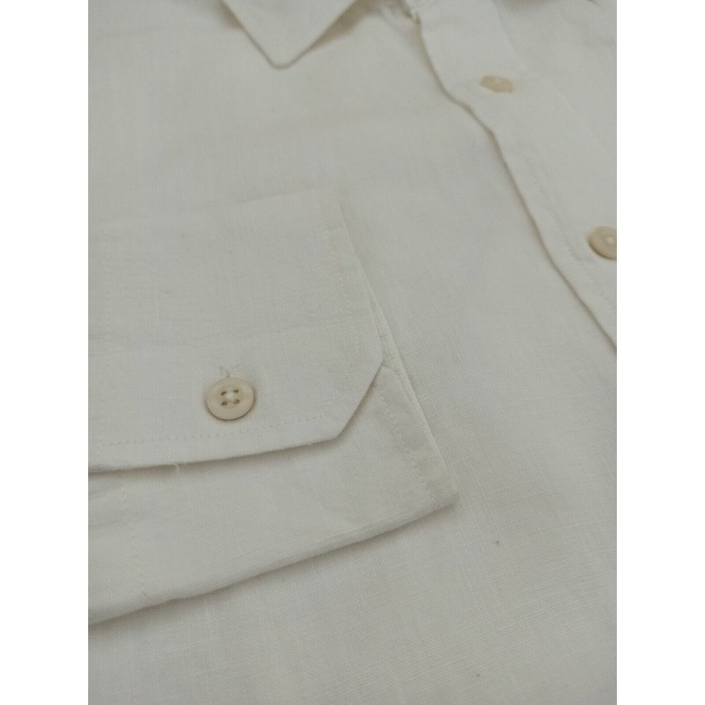 LA MARTINA Solid White Linen Long Sleeve Shirt Size M EC - Picture 6 of 8